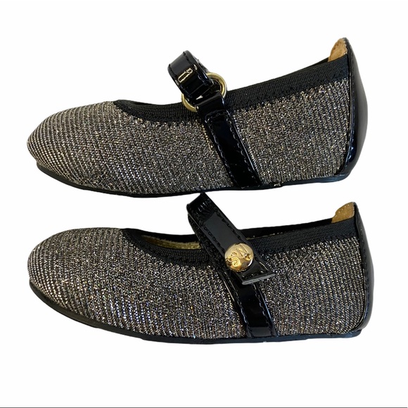 Stuart Weitzman Infant Black Gold Slip On Shoes - Picture 6 of 9